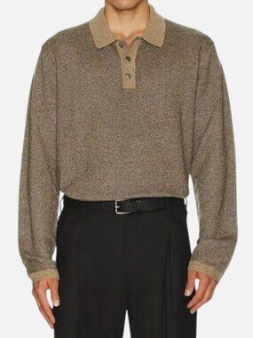 Rails Men's Brown Wool Blend Anders Long Sleeve Polo Shirt Size XXL